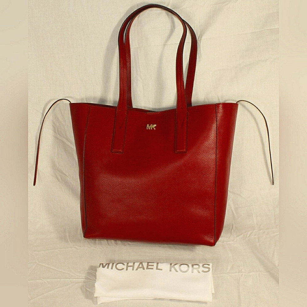 Michael Kors Designer Maroon Junie Large Pebbled Leather Tote